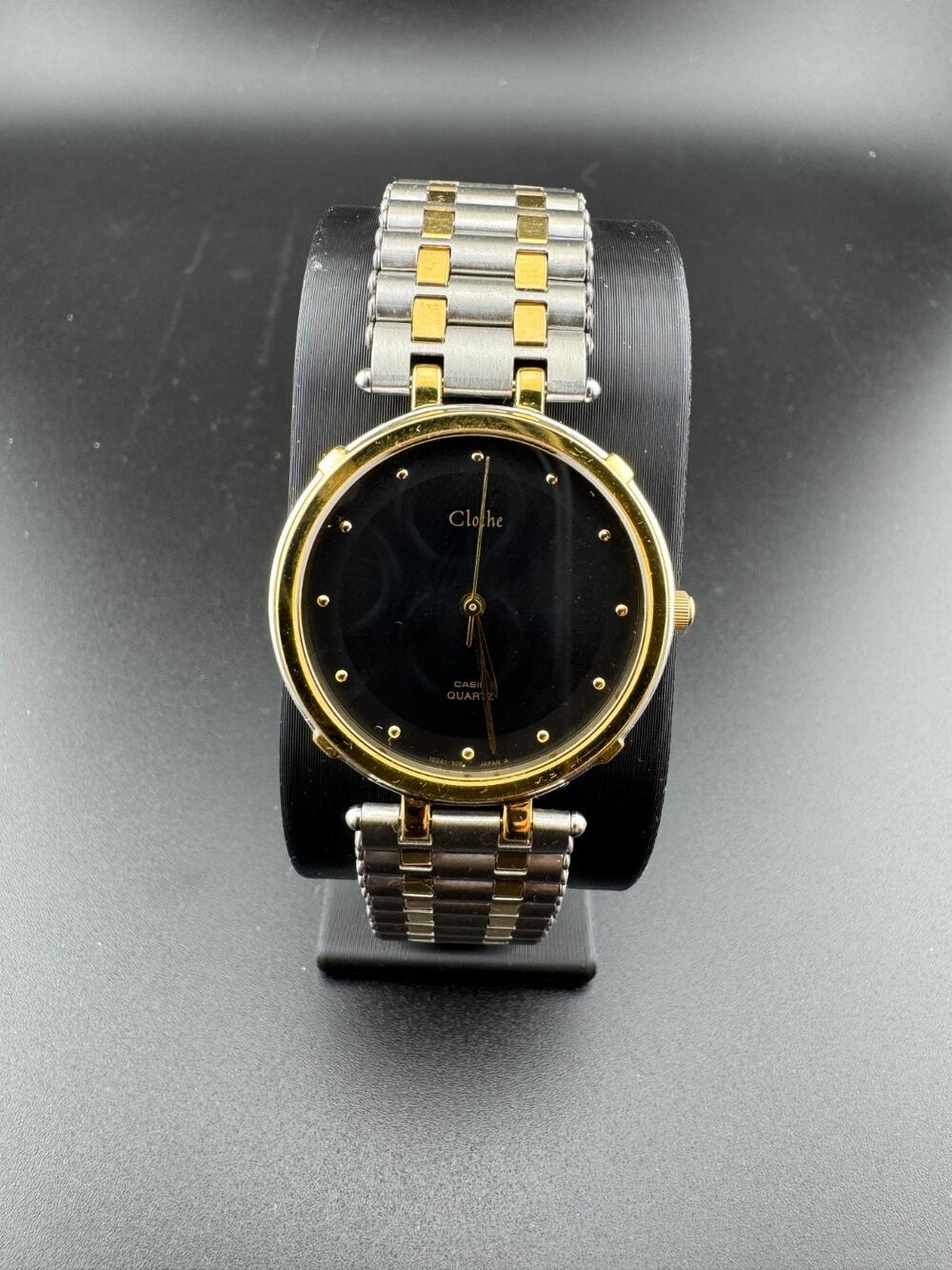 Casio Cloche Quartz Watch Two Tone Black Dial Mens NIB